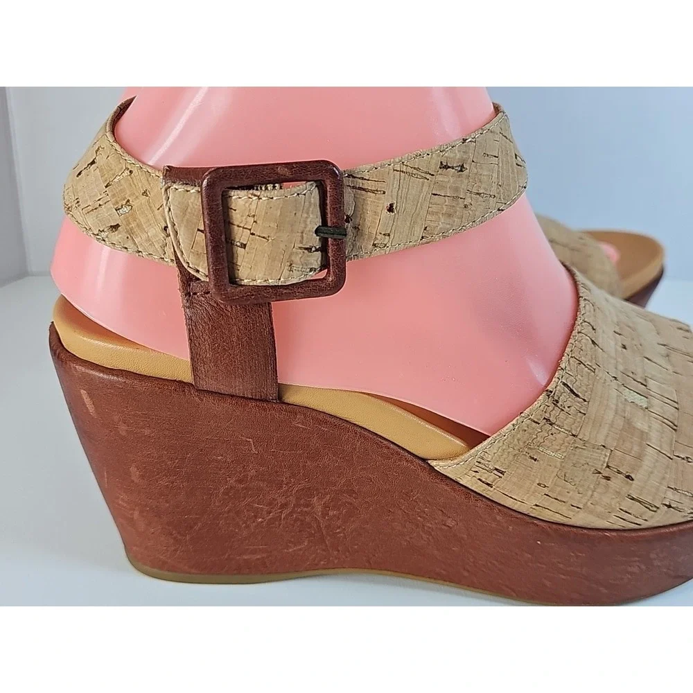 Kork‎ Ease Keirn Cork Leather Platform Wedge Sandal w/ Ankle Strap Sz 8M